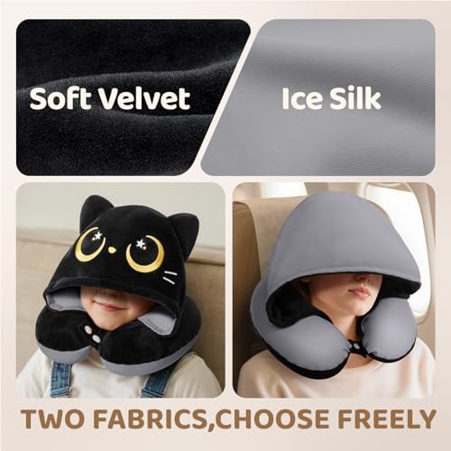 Mewaii Travel Neck Pillow with Hood and Memory Foam