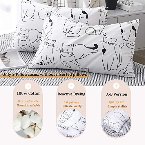 FenDie 20x26 Cotton Pillowcases Set of 2 Reversible Stars Design