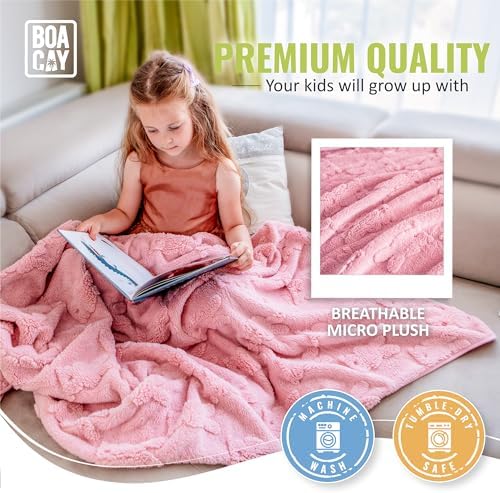 BOACAY Travel Toddler Blanket - Soft Kids Throw with Backpack Clip and Pillow Design