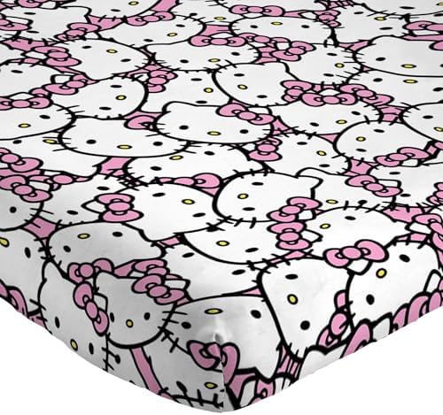 Jay Franco Hello Kitty Pink Stripes Hearts Sheet Set - 4 Piece Microfiber Bedding
