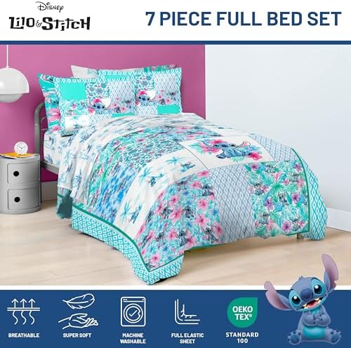 Jay Franco Lilo and Stitch 7-Piece Kids Comforter Set