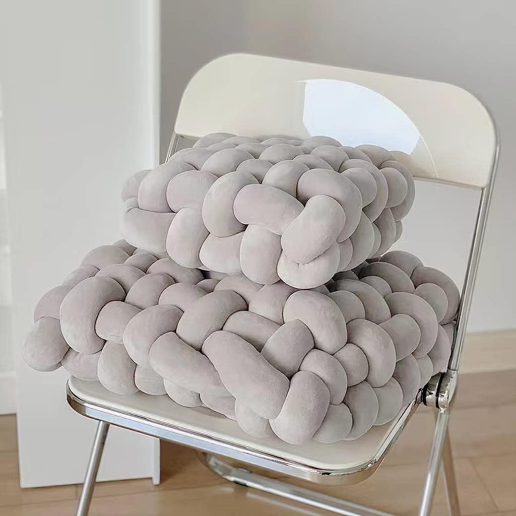 HYOATREA Soft Knot Pillow 12x13 Grey Throw Cushion