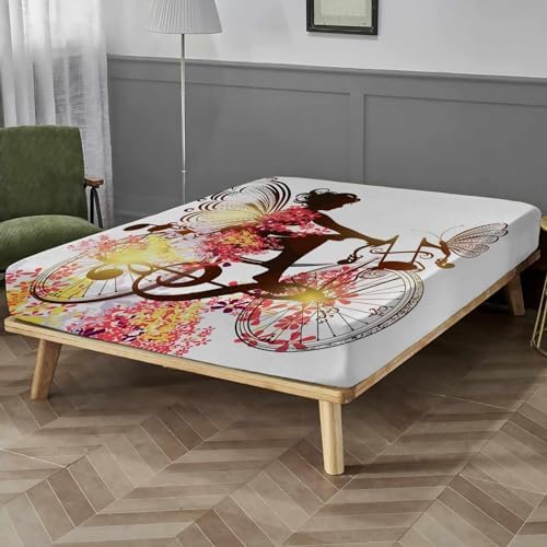 OIHVIM Girls Twin XL Fitted Sheet Floral Cooling Bedding