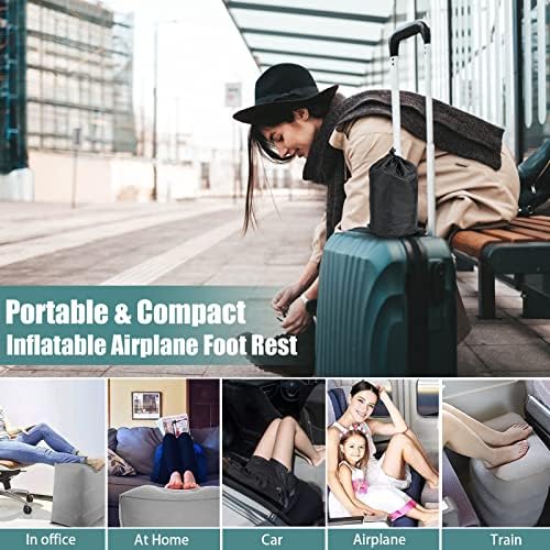 Eschen Inflatable Travel Foot Rest Pillow 2PK Grey