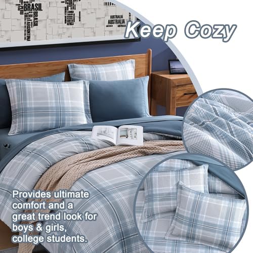Twin XL Plaid Comforter Set for Kids