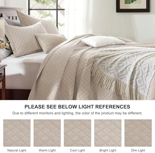 SunStyle Home Beige Diamond Quilt Set Twin 2pcs