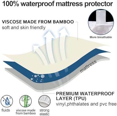 Moonsea Full Size Waterproof Mattress Protector with Elastic Skirt