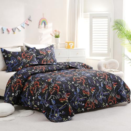 JSD Black Gaming Kids Quilt Set FullQueen 1