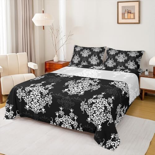 Homewish Luxury Damask Bed Sheets Full Size