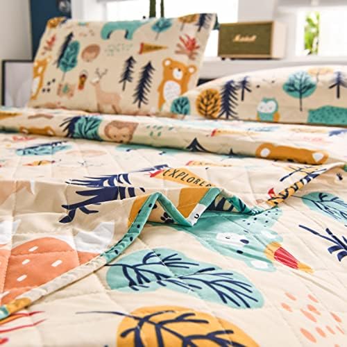 Junsey Kids Quilt Twin Size Bear Bedding Set 3Pcs 1