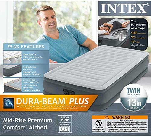 Intex Comfort Plush Mid Rise Airbed with Electric Pump Twin