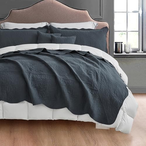 Blythease Oversized King Bedspread Set 5 Piece Paisley Pattern Reversible Lightweight