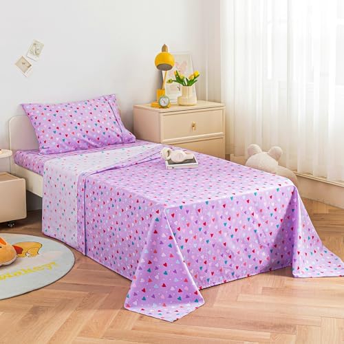 Viviland 3-Piece Girls Purple Twin Sheet Set
