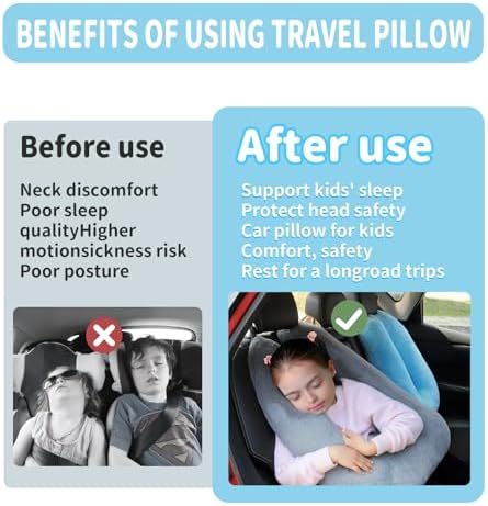 Travel Pillow for Car Sleeping Pink Adjustable