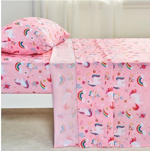 Joiedomi Kids Full Sheet Set Unicorn 4 Piece