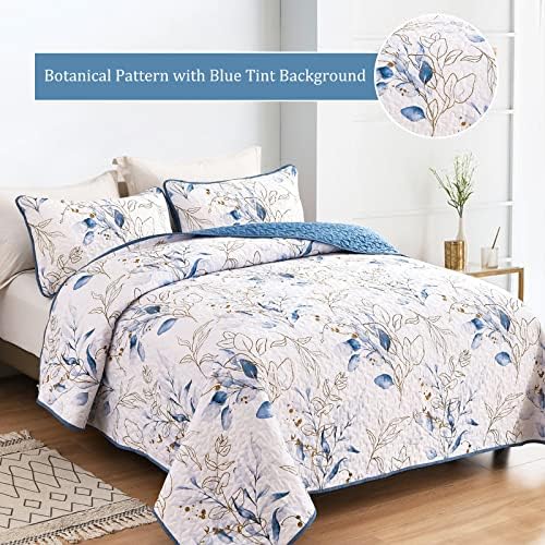 Anibedding Blue Quilt Set Queen 3 Piece
