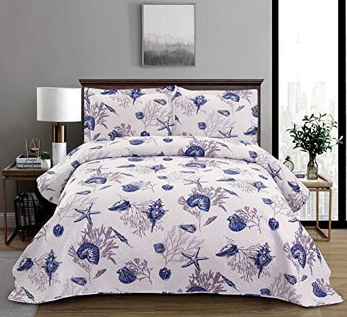 Smuge 3-Piece Coastal Sea Life Quilt Set King Size