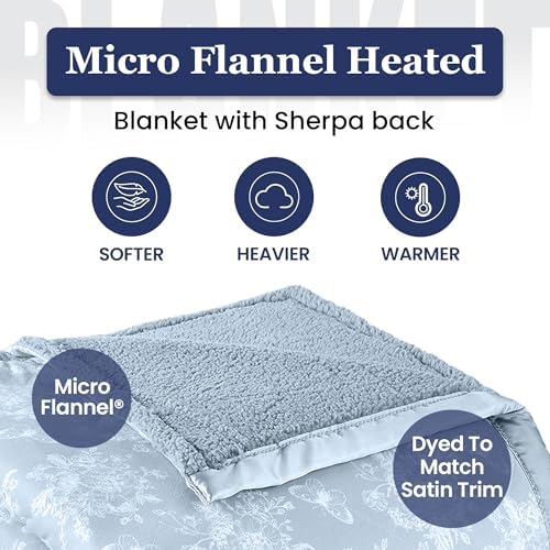 Thermee Micro Flannel Heated Blanket with Sherpa Back 1