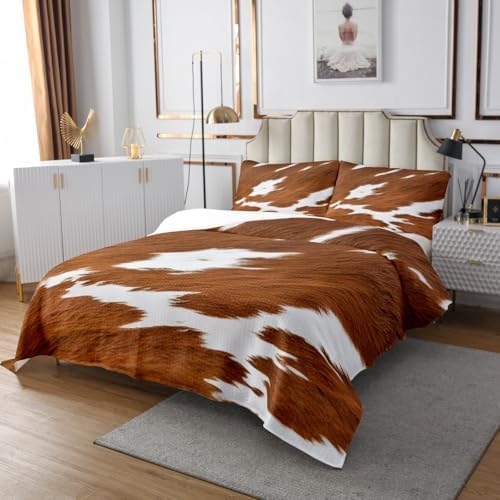 Feelyou Cow Fur Bedspread Set for Kids and Teens