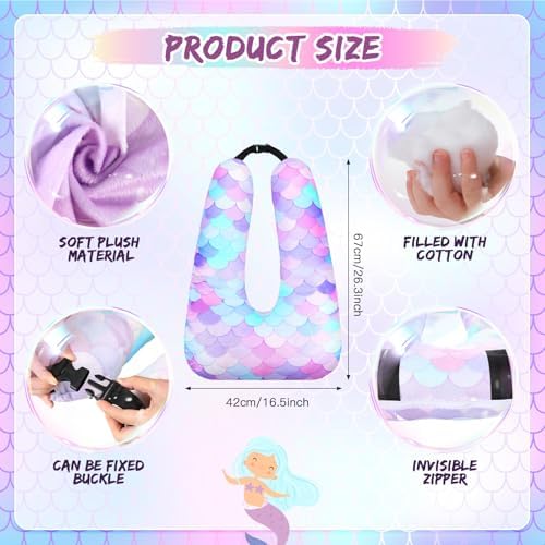Cinnvoice 28x18 Inch Travel Pillow with Mermaid Design for Kids Adults