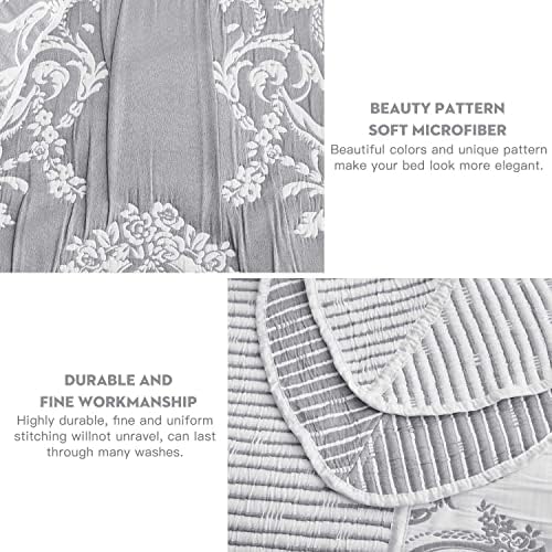HZ HY Oversized King Bedspread 138x122 Grey Jacquard