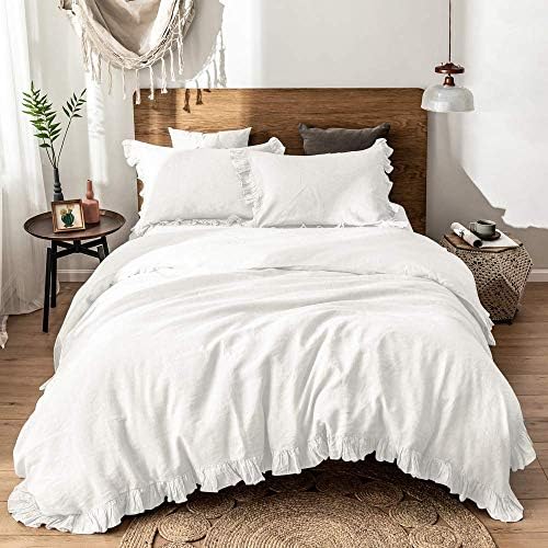 SimpleOpulence Linen Duvet Cover Set with Ruffles
