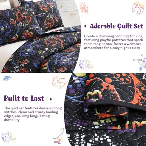 JSD Black Gaming Kids Quilt Set FullQueen 1