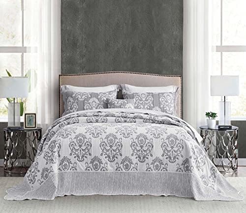 HZ HY Oversized King Bedspread 138x122 Grey Jacquard