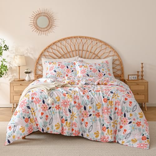 Yibeizi Floral Comforter Set for Girls Twin