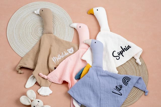 Custom Cotton Muslin Baby Blanket with Cute Goose Design