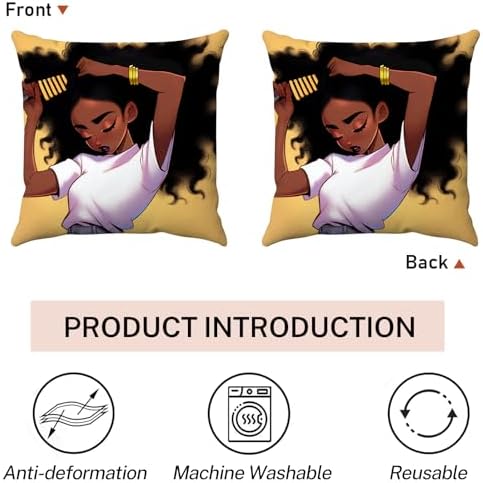 SARA NELL Black Girl Throw Pillow Cover 18x18 Inch