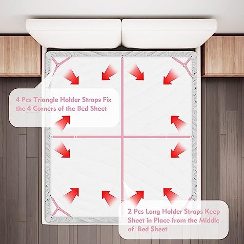 Eiruseed Sheet Holder Straps 42 Pcs Pink