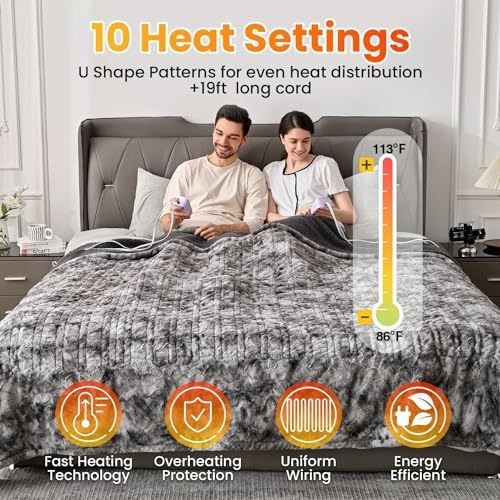 WOOMER Heated Blanket with 10 Heat Levels