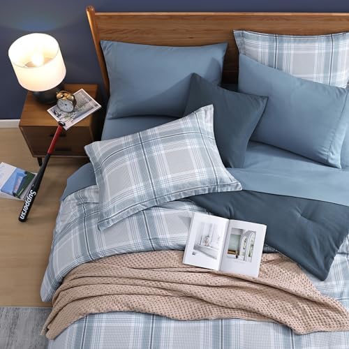 Twin XL Plaid Comforter Set for Kids
