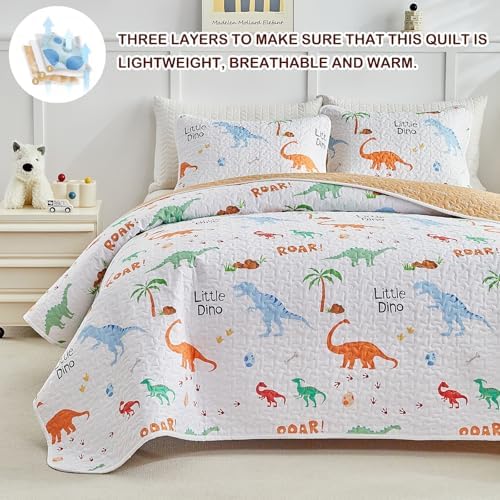 Joyreap 3-Piece Cotton Quilt Set with Dinosaurs Design