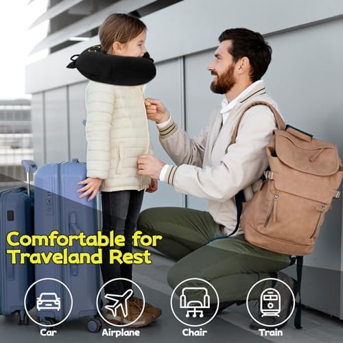 Kids Travel Pillow with Black Cat Design