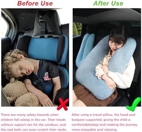 MissSoul Kids Travel Pillow with Hand Muff and Cartoon Design