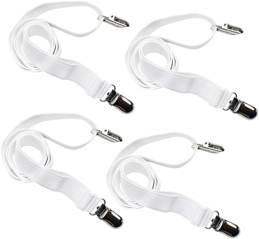 Eopocdor Long Bed Sheet Clips 4 Pieces White