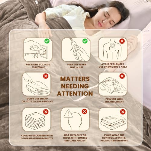 Bearhug Heated Blanket Twin Size 62x84 Double Sided Velvet