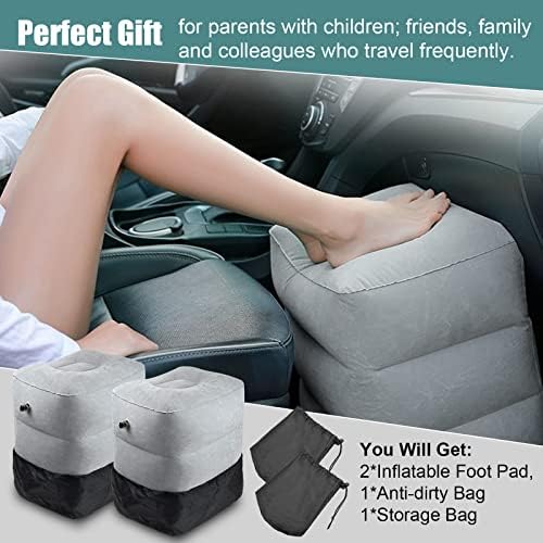 Eschen Inflatable Travel Foot Rest Pillow 2PK Grey