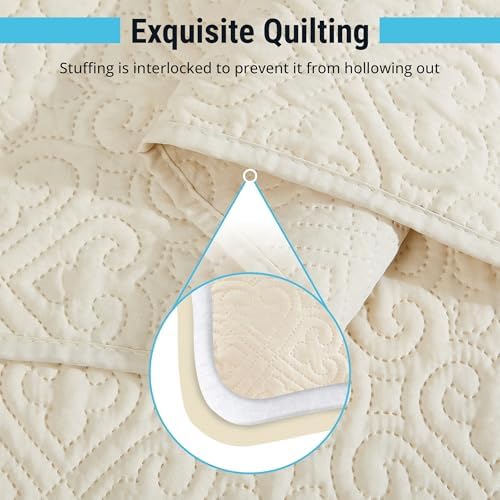 HLCME Lorenzo - 3 Piece Quilt Set Full Queen Size Beige