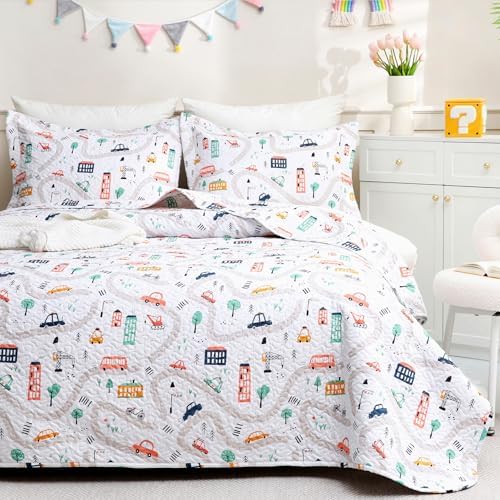 JSD Kids Quilt Set FullQueen Soft Lightweight Summer Bedspread with Pillow Shams