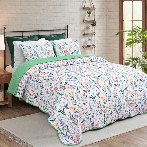 Invoibler Floral Reversible Queen Quilt Set