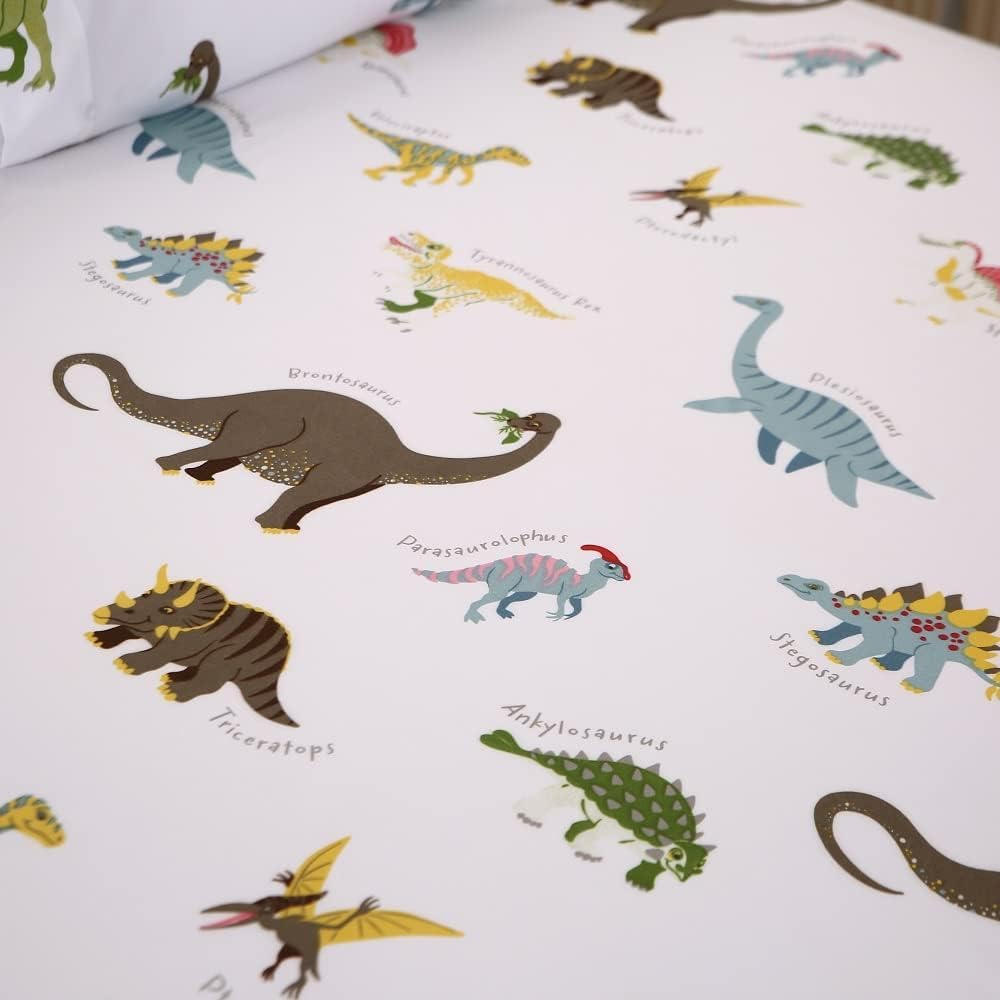 MAG Dinosaur Flat Sheet Full Size Twin Size 75x54 White Base