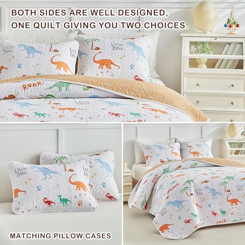 Joyreap 3-Piece Cotton Quilt Set with Dinosaurs Design
