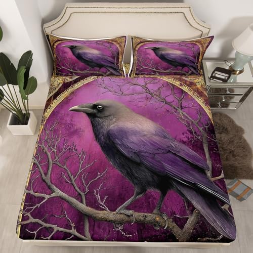 Castle Fairy Gold Purple Crow Halloween Sheet Set Twin Size