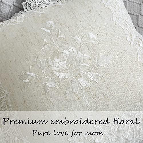 2 Pack Embroidered Spring Floral Throw Pillow Covers 18x18 Inches