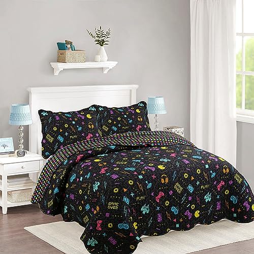 MarCielo Gamer Quilt Bedspread Set for Kids