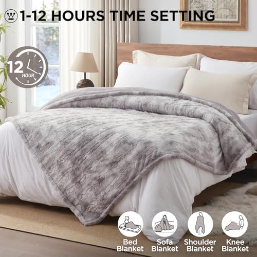 Westinghouse Electric Blanket Queen with Faux Fur and 10 Heat Levels