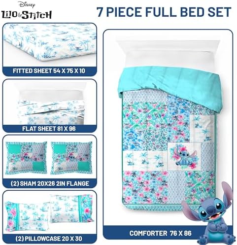 Jay Franco Lilo and Stitch 7-Piece Kids Comforter Set